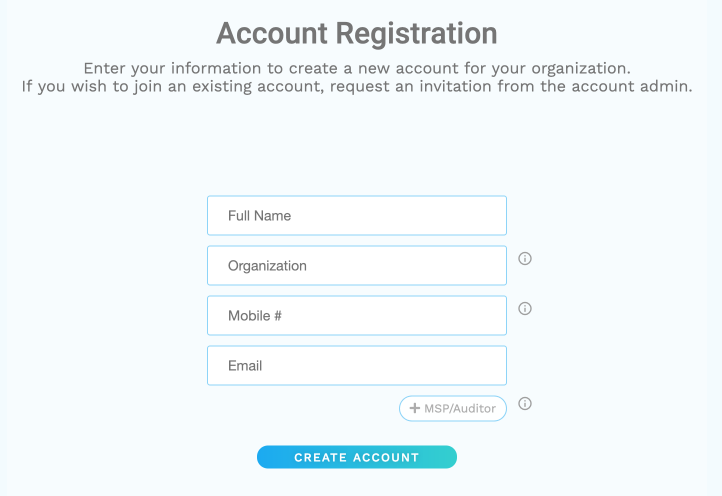 Organization Account Registration