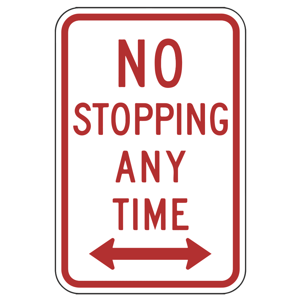 No Stopping Anytime Sign