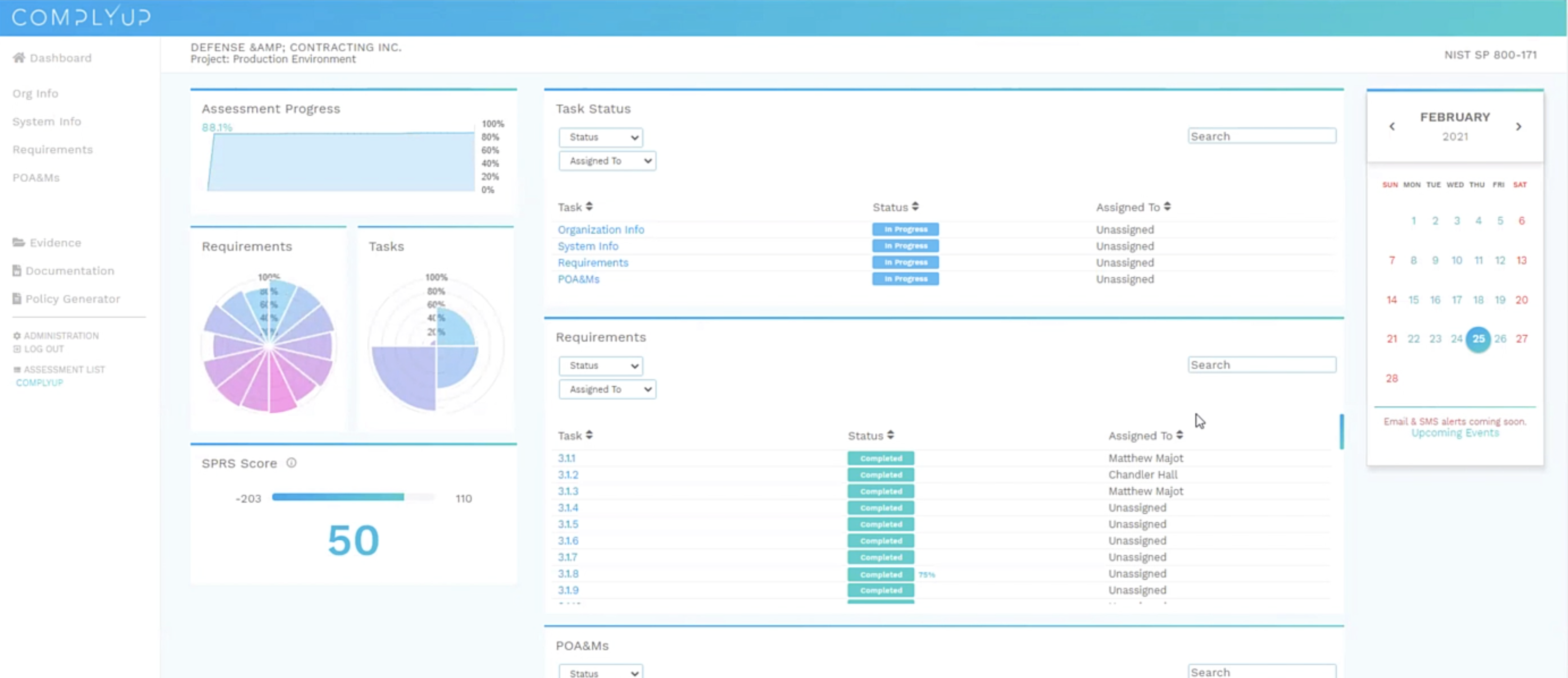 Managing An Assessment - Dashboard