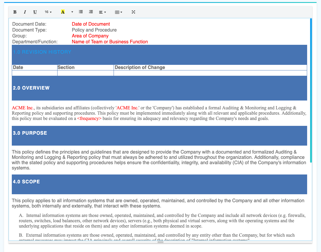 Policy Generator - Policy